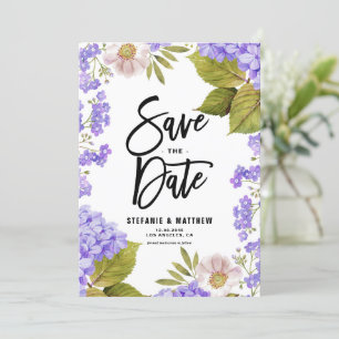 Waterverf Lavender Hydrangea Floral Save The Date
