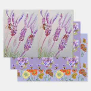 Waterverf lavender Paarse blaasbloem Inpakpapier Vel