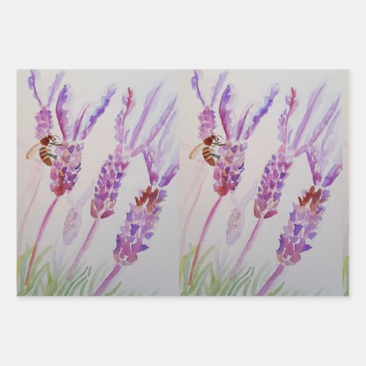 Waterverf lavender Paarse blaasbloem Inpakpapier Vel (Voorkant)