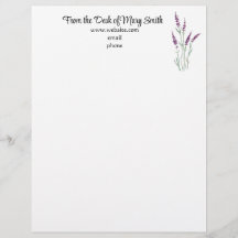 Waterverf Lavender Personalized Letterhead