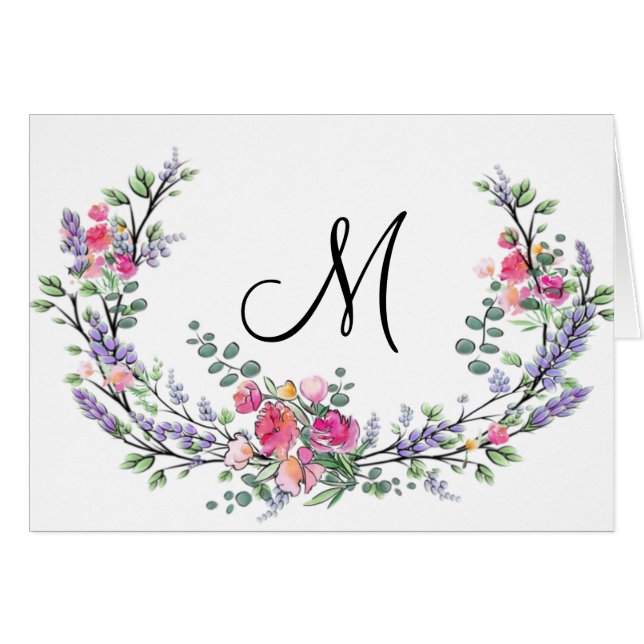 Waterverf Lavender Pink Wilde Roos en Eucalyptus (Voorkant Horizontaal)