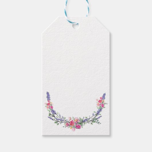 Waterverf Lavender Pink Wilde Roos en Eucalyptus Cadeaulabel (Voorkant)