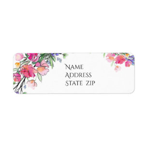 Waterverf Lavender Pink Wilde Roos en Eucalyptus Etiket
