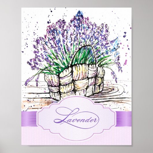 Waterverf Lavender Poster (Voorkant)