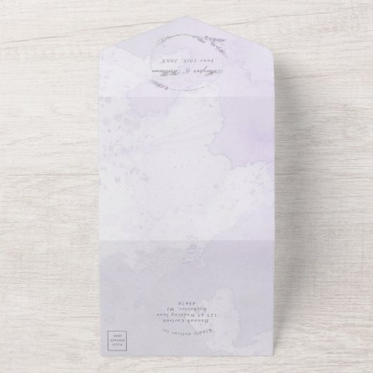 waterverf lavender rsvp hecht bruiloft all in one uitnodiging (Buitenkant)
