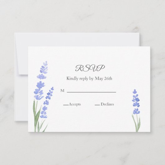 Waterverf Lavender RSVP Kaartje (Voorkant)