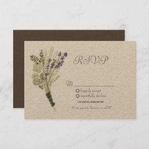 Waterverf Lavender Rustic Botany Kraft RSVP Kaart