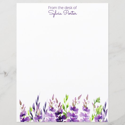 Waterverf Lavender Stems Stationery (Voorkant)