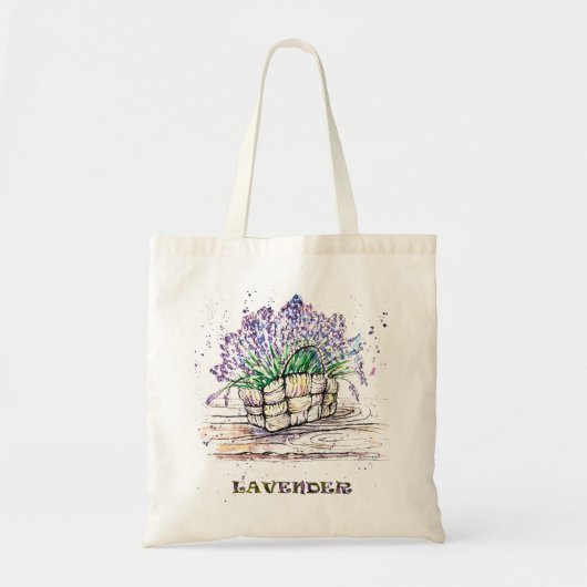Waterverf Lavender Tote Bag (Voorkant)