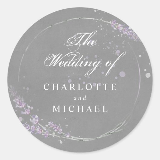 Waterverf Lavender Wedding Envelope Seal Ronde Sticker (Voorkant)