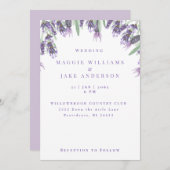 Waterverf Lavender Wedding Kaart (Voorkant / Achterkant)