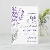 Waterverf Lavender Wedding Uitnodiging (Staand voorkant)