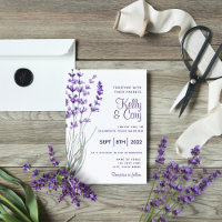 Waterverf Lavender Wedding Uitnodiging