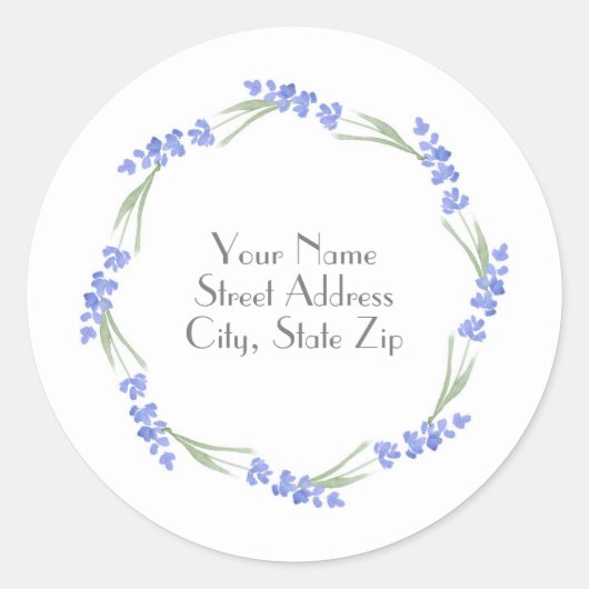 Waterverf Lavender Wreath Ronde Sticker (Voorkant)