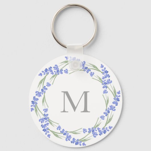 Waterverf Lavender Wreath Sleutelhanger (Voorkant)