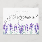 Waterverf Lavender zal je mijn Jr Bridesmaid zijn Uitnodiging Briefkaart (Voorkant)