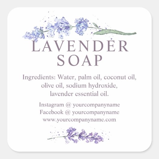Waterverf lavender-zeepventiel vierkante sticker (Voorkant)