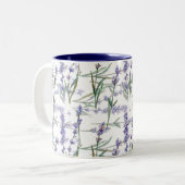 Waterverf lavenderventiel Plant Art Blue Lila Tweekleurige Koffiemok (Voorkant links)