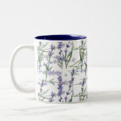 Waterverf lavenderventiel Plant Art Blue Lila Tweekleurige Koffiemok (Links)