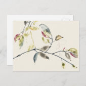 Waterverf Leaf Branch Briefkaart (Voorkant / Achterkant)