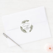 Waterverf Leaf Branch Greenery Wedding Boda Ronde Sticker (Envelop)