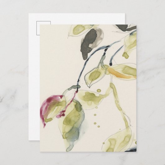 Waterverf Leaf Branch Triptych Briefkaart (Voorkant / Achterkant)