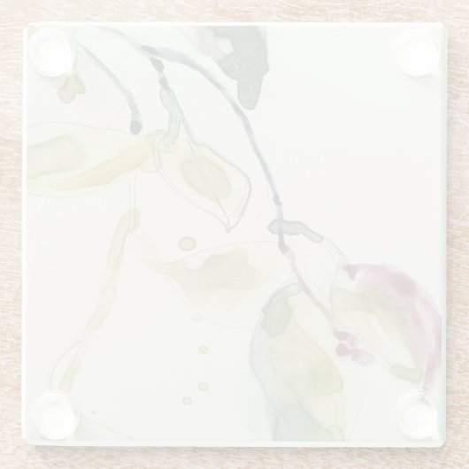 Waterverf Leaf Branch Triptych Glazen Onderzetter (Achterkant)