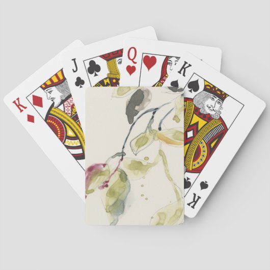 Waterverf Leaf Branch Triptych Pokerkaarten (Achterkant)