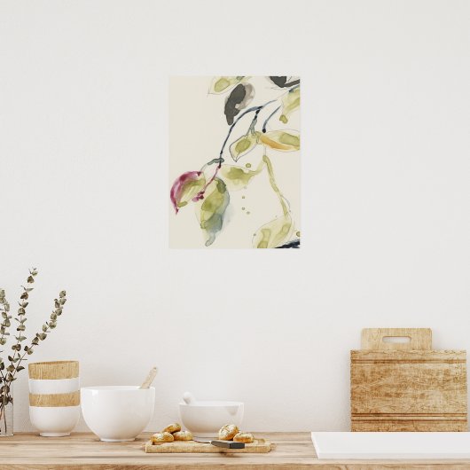 Waterverf Leaf Branch Triptych Poster (Keuken)