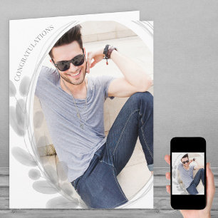 Waterverf Leaf Framed Foto Gray Gefeliciteerd Kaart