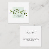 Waterverf Leaf Light Green Square Visitekaartje (Voorkant / Achterkant)