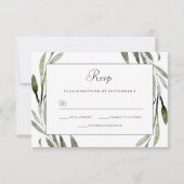 Waterverf Leaf Wreath Border Wedding RSVP (Achterkant)