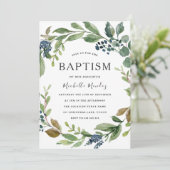 Waterverf Leaf Wreath Modern Baptisme Christening Kaart (Staand voorkant)