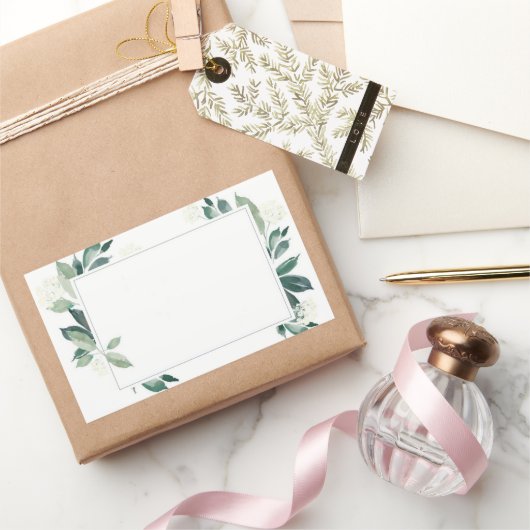 Waterverf Leafy green botanical Rechthoekige Sticker (Geschenken)