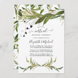 Waterverf Leafy Greenery Online Virtual Wedding Kaart
