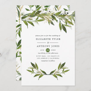 Waterverf Leafy Greenery Wedding Kaart