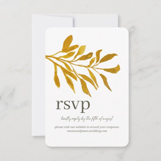 Waterverf Leafy Response RSVP Wedding Site Kaart (Voorkant)