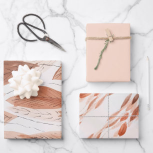 Waterverf Leaves Brown Terracotta Beige Blush Inpakpapier Vel