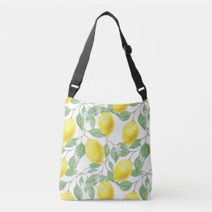 Waterverf leemons en bladeren crossbody tas