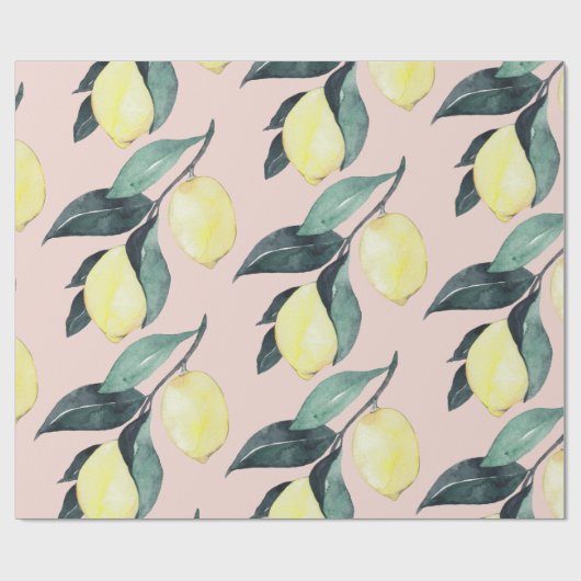 Waterverf leemons en gele naadloze patronen cadeaupapier (Vlak)