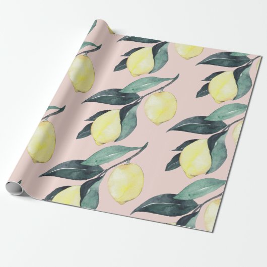 Waterverf leemons en gele naadloze patronen cadeaupapier (Uitgerold)