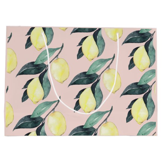 Waterverf leemons en gele naadloze patronen groot cadeauzakje (Achterkant)