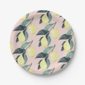 Waterverf leemons en gele naadloze patronen papieren bordje (Voorkant)