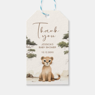 Waterverf Leeuw Baby shower Dank u Cadeau Label Cadeaulabel
