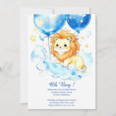 Waterverf Leeuw Baby shower Invitation Kaart (Voorkant)