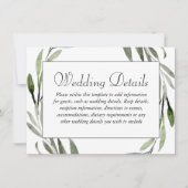 Waterverf lef Wreator Border Wedding Details Kaart (Voorkant)