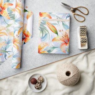 Waterverf lelie bloempatroon cadeaupapier