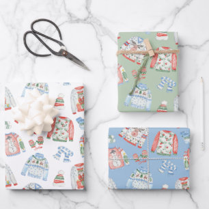 Waterverf lelijke kerst truien inpakpapier vel