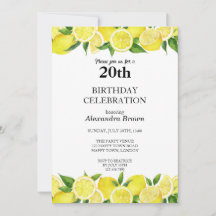 Waterverf Lemon 20e Verjaardag Fotofeestje