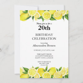 Waterverf Lemon 20e Verjaardag Fotofeestje Kaart